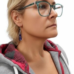 Silver and Blue Cobalt glass bead drop earrings